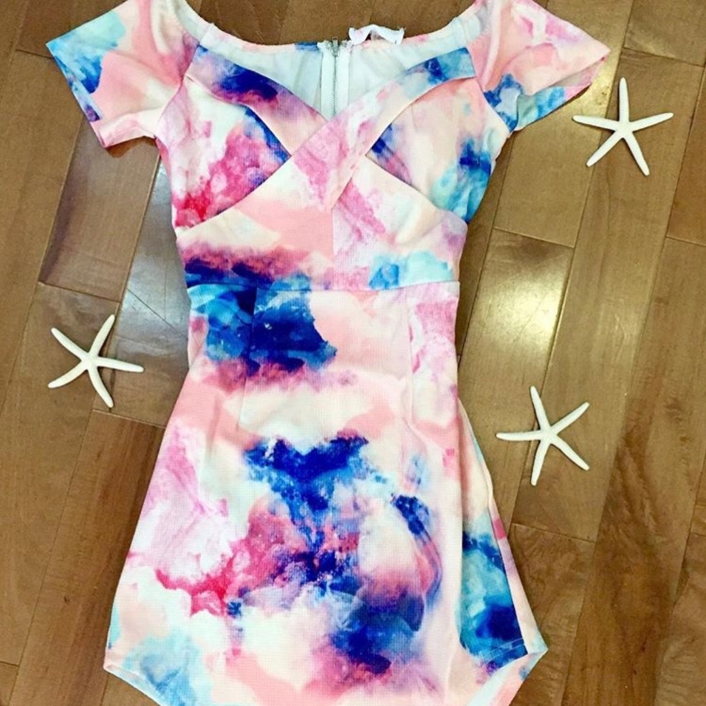 Cotton candy off the shoulder dress